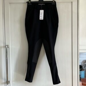 NWT Noel Asmar technical breeches in black with black faux suede knee patches